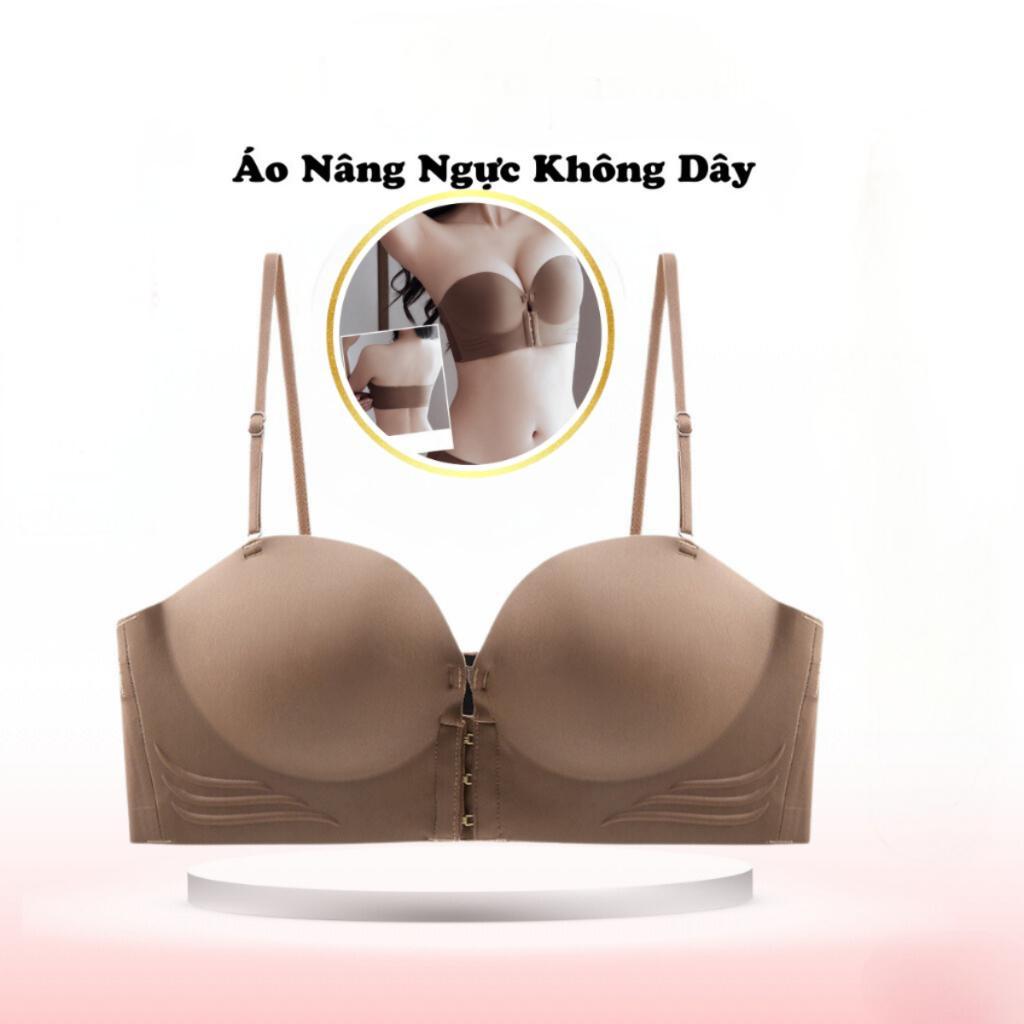 Silk Phoenix 👙 Áo ngực nữ chống tụt cài trước đệm dày 3cm nâng tạo khe mặc phối váy đầm cúp hở vai đ