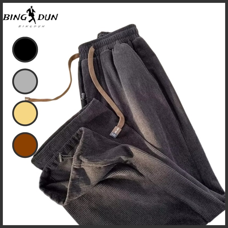 【S-3XL】Quần nam dài thời trang đơn giản unisex quần nỉ retro quần nhung tăm phong cách hàn quốc quần