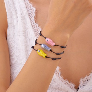 Yx Hoạt Hình Sáp Dây Gốm Cá Bện Vòng Tay Có Thể Điều Chỉnh Nam Nữ Cặp Đôi Trang Sức Phụ Kiện