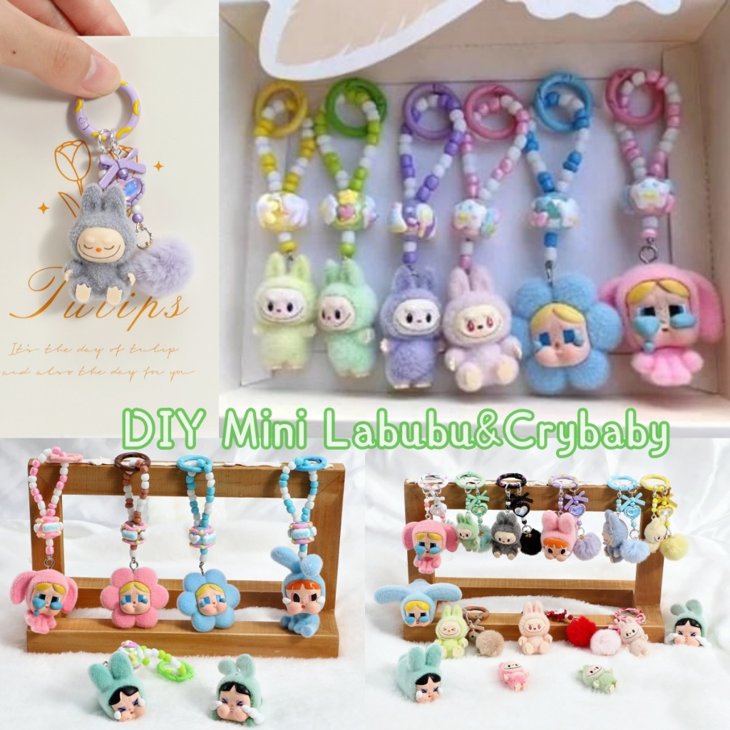 Ailicego LABUBU&CRYBABY POPMART Phụ Kiện Trang Sức Trang Trí DIY Đổ Xô Mini Labubu Búp Bê Mặt Dây Ch