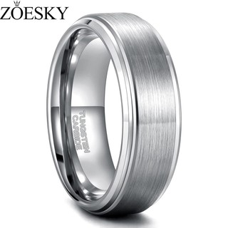  Zoesky 8mm Thời Trang Nhẫn Vonfram Dành Cho Nam Nữ Bạc Chải Dây Cưới Nhẫn Mờ Hoàn Thành Kích Thước 6-15 