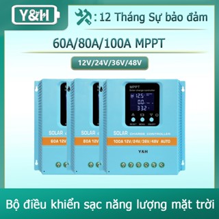  Y&H 60A 80A 100A Bộ điều khiển sạc MPPT năng lượng mặt trời 12V 24V 36V 48V Màn hình LCD Pin Bộ điều chỉnh thông minh Đầu vào tối đa 100V USB kép cho axit chì   Lithium 