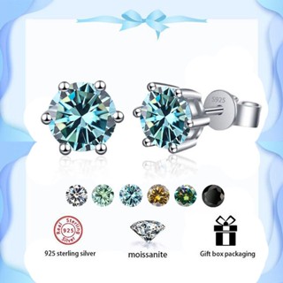 [Có chứng nhận Gra] Bông tai Moissanite sáu móng tay mạ bạc 925 bạch kim 0,5 Carat thời trang