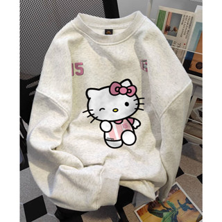 Hellokitty Thu Đông Mới Cổ Tròn Áo Khoác Nữ Hoạt Hình Hello Kitty In Hình Cotton Top