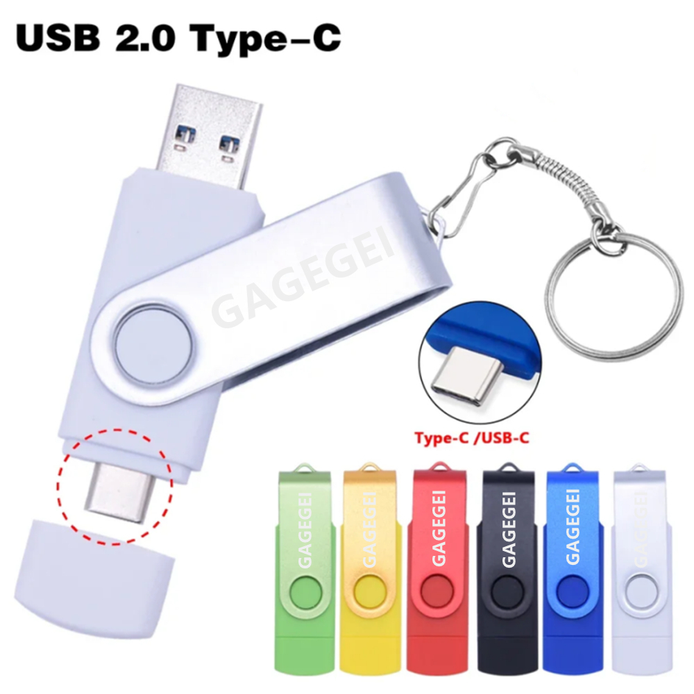 Gagegei Type C OTG USB 2 trong 1 Pendrive 1GB 8GB 16GB 32GB 64GB 128GB 2TB 1TB Thẻ Nhớ USB 2.0