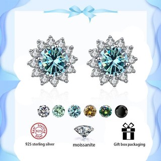   Có chứng nhận Gra  Bông tai Moissanite hoa hướng dương mạ bạc 925 bạch kim 0,5 Carat thời trang 