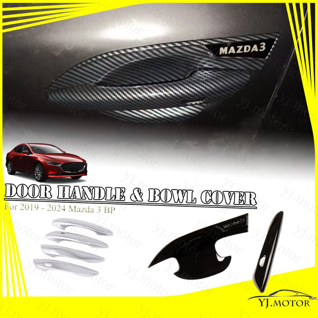 Cho 2019 - 2024 Mazda 3 BP Tay Nắm Cửa Bao Mazda 3 BP Hatchback Cửa Bát Bao ABS Sợi Carbon Bảo Vệ Họ