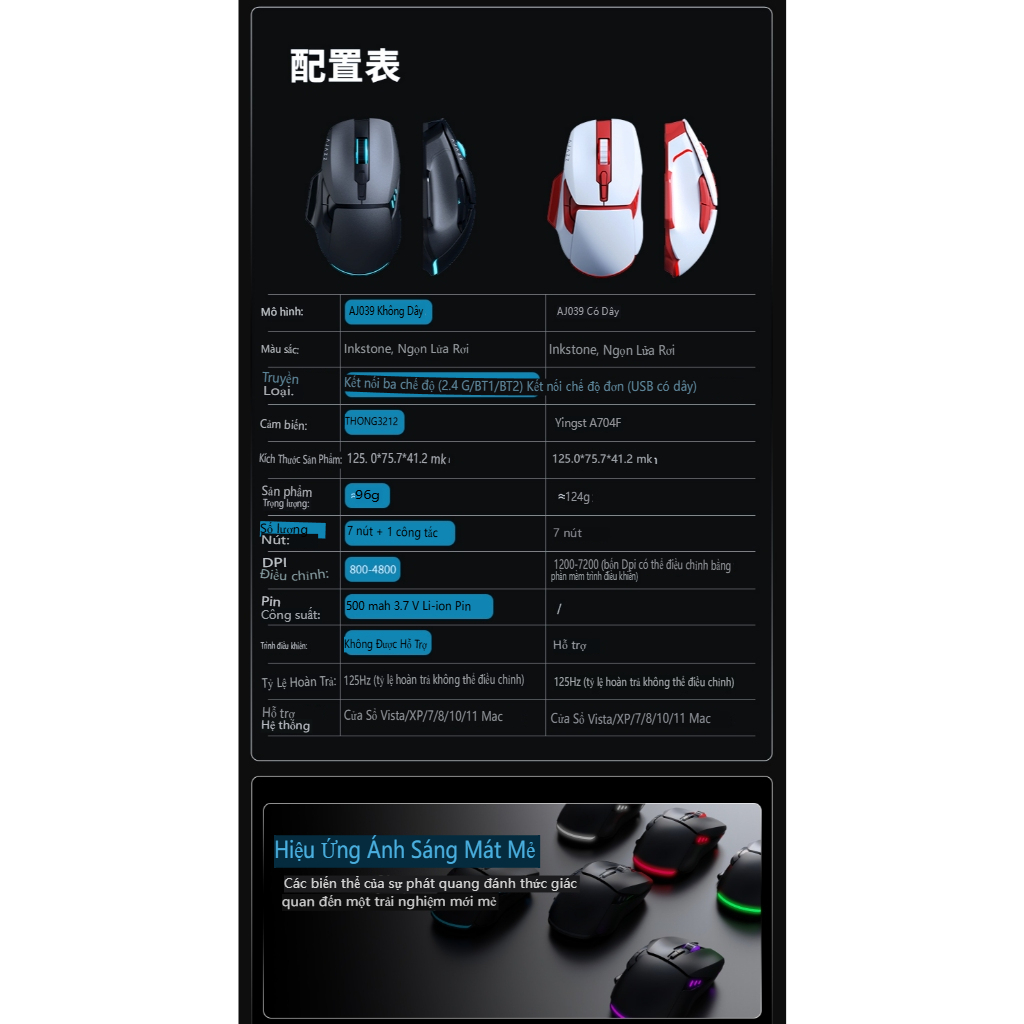 Ajazz AJ039 Chuột Chơi Game Không Dây 2.4G Bluetooth Ba Chế Độ Chuột PAW3212 Tiện Dụng Tùy Chỉnh PC Laptop Máy Tính Để Bàn Phụ Kiện Quà Tặng | BigBuy360 - bigbuy360.vn