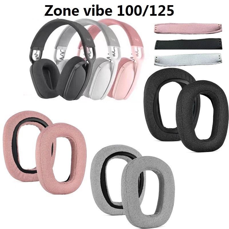 Miếng đệm tai chính hãng cho tai nghe chơi game Logitech Zone Vibe 100 Vibe 125, Vỏ tai thay thế Earmuffs Tai gối băng đô