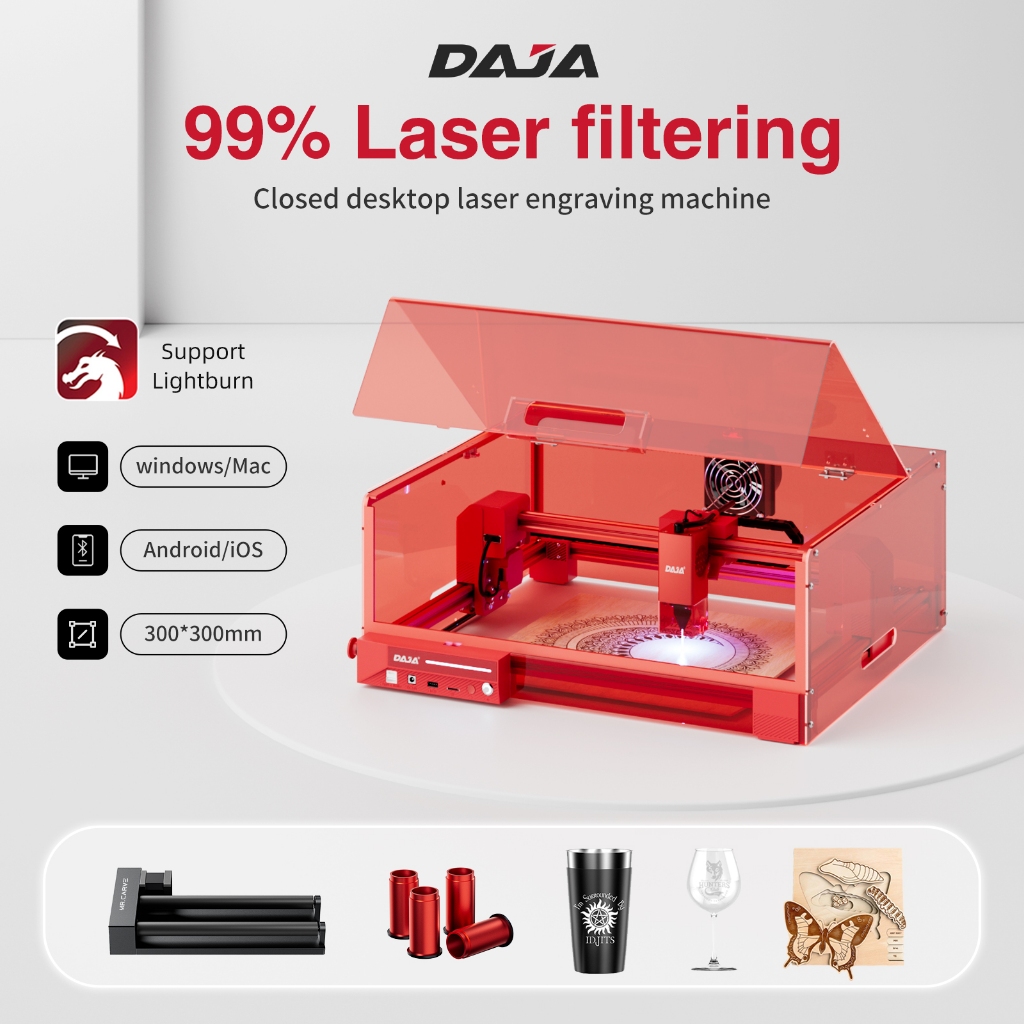 Máy khắc Laser DAJA A6 Pro Khắc an ninh thương mại Máy đánh dấu Logo di động Cắt 300 * 300mm Khắc ki