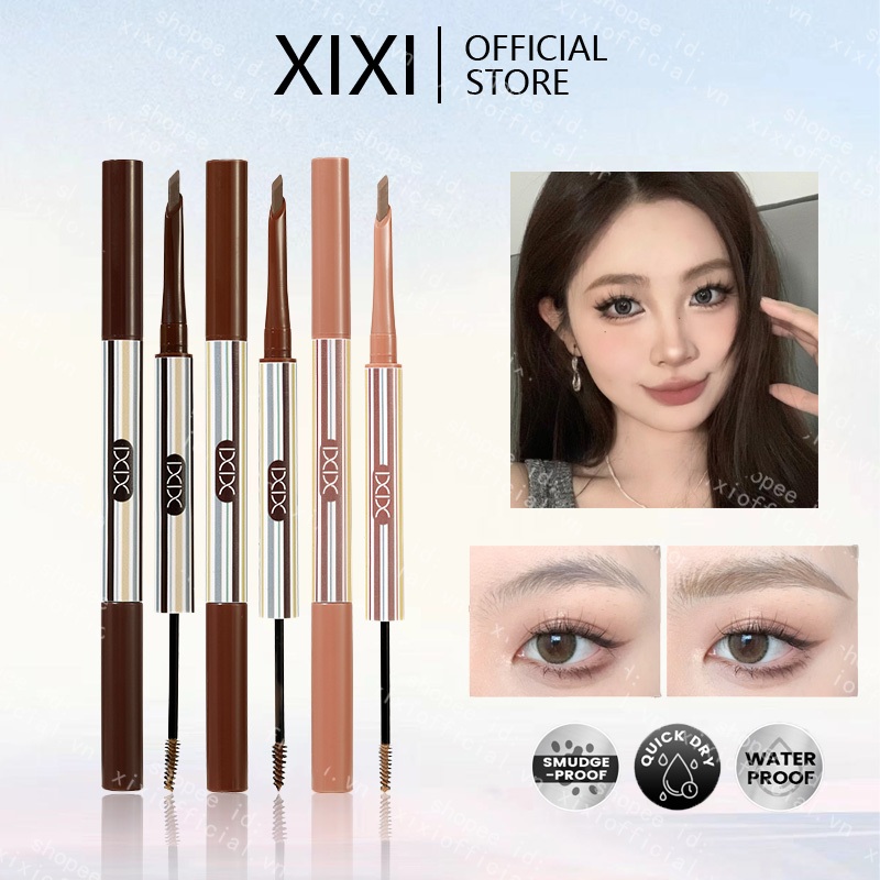 Xixi 3 Màu Bút Chì Và Kem Lông Mày 2 in1 Tự Nhiên Chống Thấm Nước Không Nở Xoay Tự Động Bút Chì Lông Mắt Có Bàn Chải Dụng Cụ Mỹ Phẩm Làm Đẹp Màu Nâu NO.D695