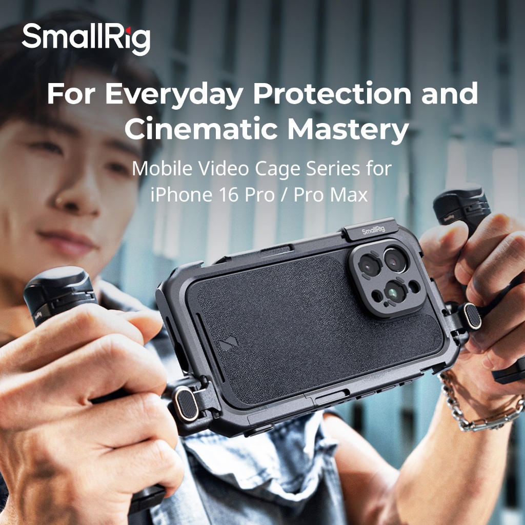 Lồng Video di động SmallRig / Bộ cầm tay kép cho i-Phone 16 Pro / Pro Max #4827#4828#5005#5006#5007#