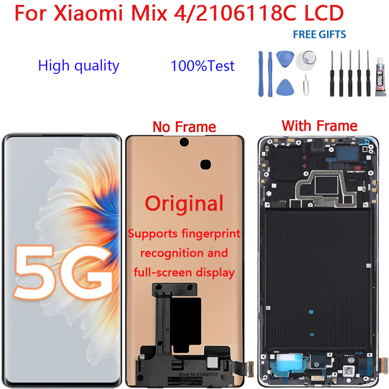 6.67 inch, 120Hz, Thương hiệu mới, nguyên bản và chính hãng cho Xiaomi Mix 4 /2106118C Màn hình LCD Màn hình cảm ứng Bộ số hóa lắp ráp Hiển thị các bộ phận thay thế