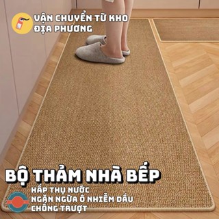 thảm trải sàn vải sisal chiếu tatami thảm lau chân 40x60-100x100 màu trơn đơn giản thảm bếp thảm chùi chân chống trượt thảm trải sàn phòng ngủ