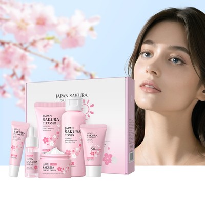 Laikou set 6 Kem Chống Nắng spf50 sakura Dưỡng Ẩm Làm Sáng Da Kèm Hộp Quà