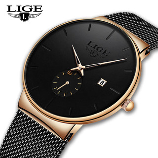  Đồng hồ nam LIGE chính hãng lịch chống nước dạ quang đồng hồ thạch anh siêu mỏng nam 
