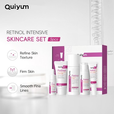 Quiyum Retinol Intensive Skincare Set Anti-aging Serum Smooth Wrinkle Cream Tighten Pores Toner Oil Control Face Wash