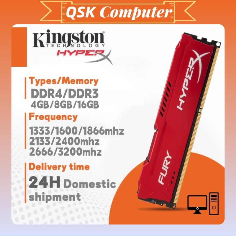 [COD] Kingston Hyperx Fury Desktop RAM DDR3 DDR4 4GB / 8GB / 16GB 1600MHz 2400MHZ 2666MHZ 3200MHZ Bộ