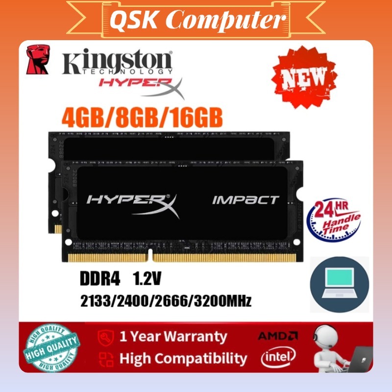 [Vận chuyển nhanh] Laptop RAM Kingston hyperx 4GB/8GB/16GB RAM DDR4 SODIMM 2133/2400/2666/3200MHz 26