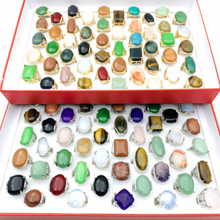 10 Chiếc Nhẫn Đá Tự Nhiên Cho Nam Nữ Bạc / Mạ Vàng Phụ Kiện Trang Sức Thời Trang