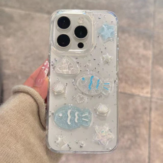 Lấp Lánh 3D Cá Pha Lê Bạc Lá Điện Thoại Dành Cho iphone 16 15 14 13 12 11 Pro Max Plus Cô Gái Tình Yêu Ngọc Trai Epoxy Trong Suốt Bìa Mềm