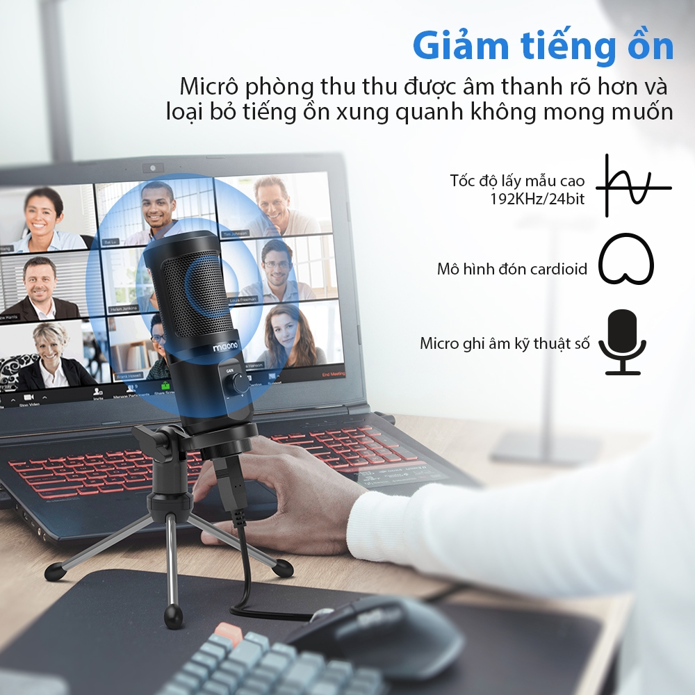 Maono PM461TR Gen2 Micro USB Condenser Mic có Mic Gain cho PC, Điện thoại thông minh, Laptop, Ghi âm, Phát trực tuyến, Podcasting, Phát trực tiếp | BigBuy360 - bigbuy360.vn