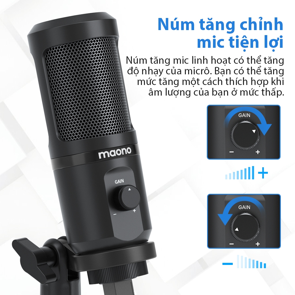Maono PM461TR Gen2 Micro USB Condenser Mic có Mic Gain cho PC, Điện thoại thông minh, Laptop, Ghi âm, Phát trực tuyến, Podcasting, Phát trực tiếp | BigBuy360 - bigbuy360.vn