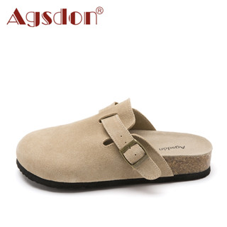  Agsdon Baotou Dép Nữ Đế Dày Da Thật Chính Hãng Giày Một Chân Thu Đông Phong Cách Mới 