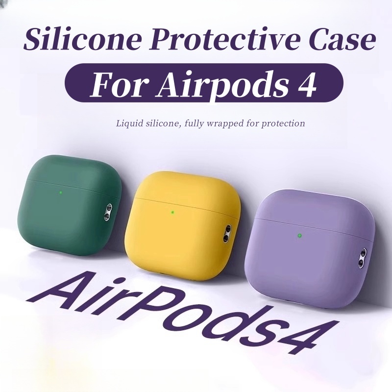 Ốp Silicon Mềm Cho Airpods 4 Vỏ Bảo Vệ Cho Airpods 4 Vỏ Tai Nghe Không Dây Chống Sốc Có Móc