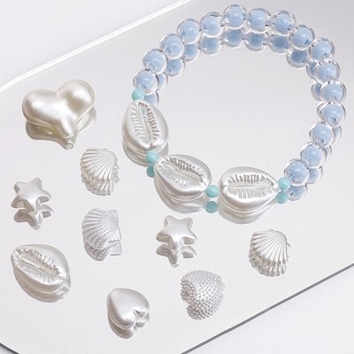 10-30 miếng ABS Ngọc Trai Đào Trái Tim Hạt Acrylic Cho DIY Trang Sức Vòng Tay Vòng Cổ Làm Phụ Kiện
