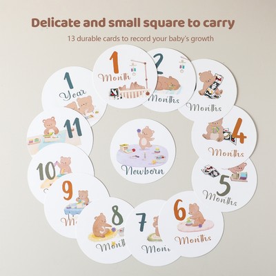 13 Cái / bộ Bé Cột Mốc Thẻ Giấy Hai Mặt Đạo Cụ Chụp Ảnh Thẻ Tưởng Niệm Hàng Tháng Hàng Tuần Thẻ Kỷ Niệm