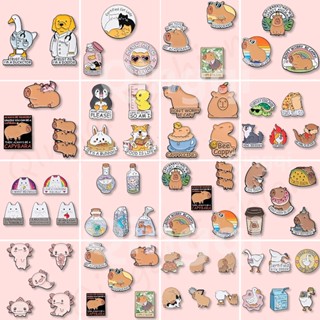 2-6 Chiếc Hoạt Hình Động Vật Men Chân Thổ Cẩm Bộ Mèo Ngộ nghĩnh Ếch Capybara Ngỗng Trâm Cài Ve Áo Huy Hiệu Trang Sức Dễ Thương Quà Tặng Cho Bạn Bè