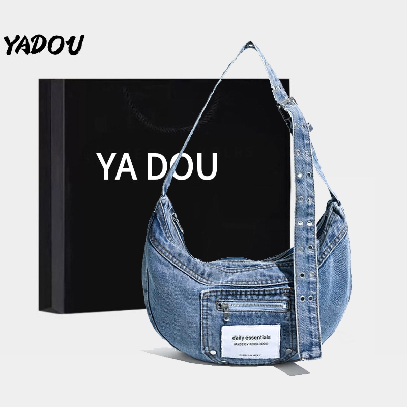 YADOU Lazy nghệ thuật Vintage denim túi Phong cách Hàn Quốc đầy đủ một vai nghiêng túi xách