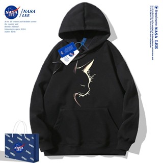 Áo hoodie NASA, áo sweatshirt cổ tròn họa tiết mèo đường nét, 100% cotton, dáng rộng, unisex