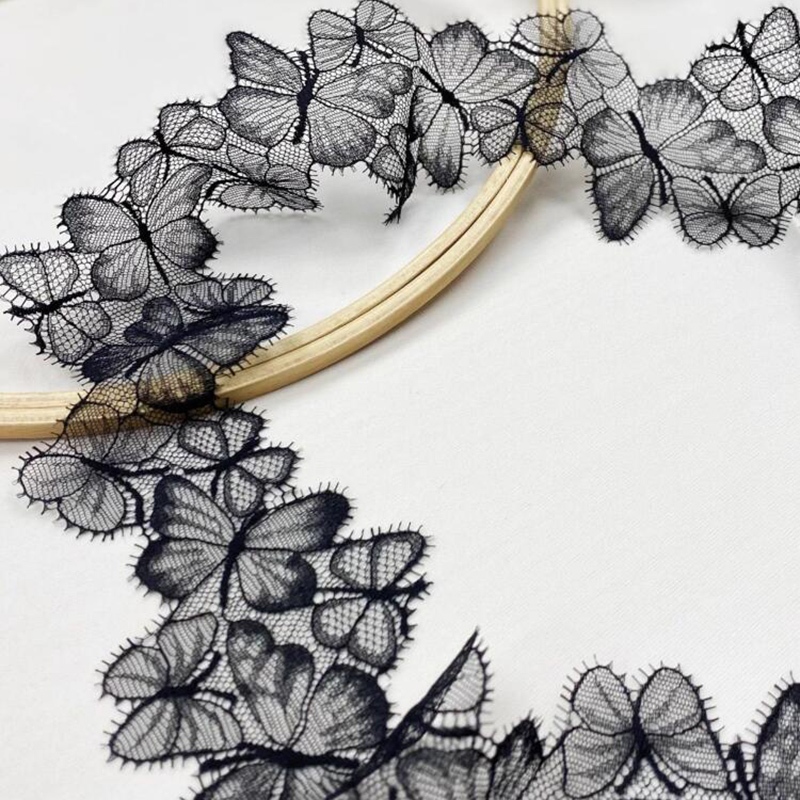 1yard Trắng Đen Hoa Thêu Ren Ruy Băng Vải 6CM Rộng