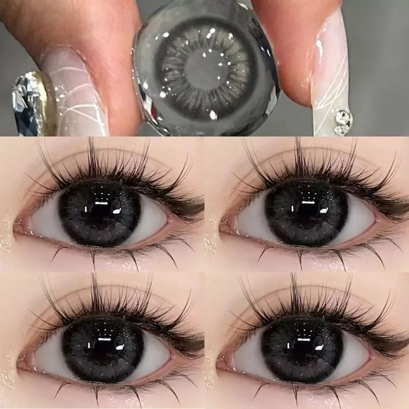 UYAAI 1 cặp kính áp tròng màu đen Trà Thái Ống kính đen 14,5mm một năm 0,00---6,00 độ