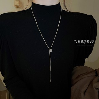 DREJEW Real mạ điện vuông zircon bóng có thể điều chỉnh vòng cổ nhẹ sang trọng dây chuyền áo len