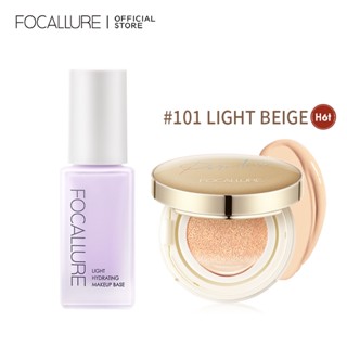 Bộ sản phẩm trang điểm mặt FOCALLURE 2 món với kem lót làm sáng giữ ẩm + phấn nước BB thu lỗ chân lông