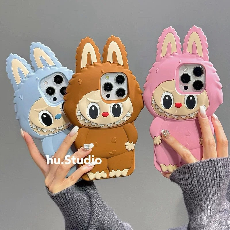 Ốp điện thoại iPhone họa tiết LABU hoạt hình cho 15pm 11 pro max 12 13 pro max 14 pro max Điện thoại TPU 3D Silicone mềm