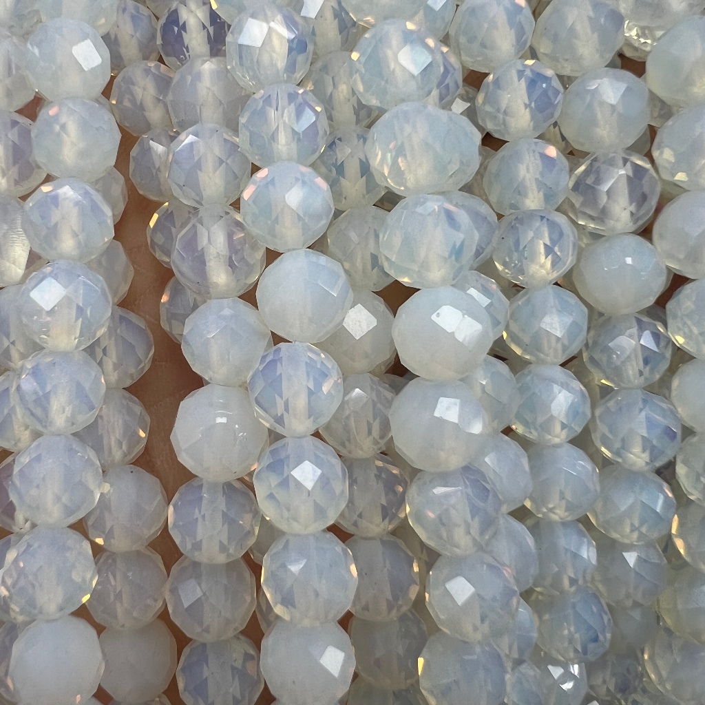 Mặt Cắt Đá Opal Trắng Opal Opal Hạt Opalite 6 / 8 / 10mm Cho Vòng Tay Vòng Cổ Trang Sức