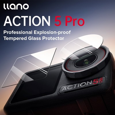 Tấm bảo vệ màn hình máy ảnh Llano cho phụ kiện DJI Action 5 Pro 3Pro, Kính cường lực siêu trong suốt Tấm bảo vệ màn hình Chống trầy xước Bong bóng miễn phí siêu kháng