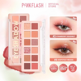 Bảng phấn mắt PINKFLASH 12 màu tông hồng mịn và mịn màng chống nước lâu trôi