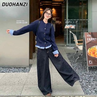 Áo len dệt kim nữ phong cách Hàn Quốc, hai mảnh giả, áo khoác áo len, kẻ sọc đỏ, len chắp vá, dáng rộng, thon gọn