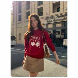 NZN Áo len mùa đông phong cách Hàn Quốc Áo len dệt kim dài tay có dây buộc nơ