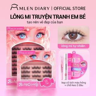 Mlen Diary mi giả anime, có thể tái sử dụng lông mi giả,C-vểnh 9-12mm lông mi cụm giả, dày xoăn cong dí dỏm phong cách dễ thương