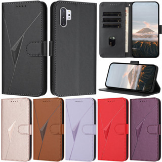  Ốp Sang Trọng Cho Samsung Galaxy Note 10 + S9 Plus Note 20 Ultra S8 Plus Note 9 S7 Edge Note 8 S9 + Ví Tam Giác Mỏng Thẻ Da Mềm Đế Lật Từ Tính Bảo Vệ Da 