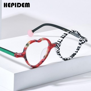 Hepidem Matte Acetate Kính Khung Nữ 2024 Thiết Kế Thời Trang Mới Trái Tim Tròn Kính Mắt Nam Kính Mắt H9377