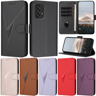  Ốp Lưng Sang Trọng Cho Samsung Galaxy A53 A33 A73 A52 A72 A52S A23 M23 5G A24 5G A22 5G A12 A32 4G M12 F12 Slim Triangle Ví Da Mềm Thẻ Từ Flip Stand Bảo Vệ Bao Da 