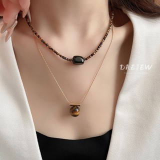 DREJEW Hình Học Hổ Mắt Đá Đính Hạt Vòng Cổ Nữ Ánh Sáng Sang Trọng Niche Mùa Thu Đông Xương Đòn Dây Chuyền