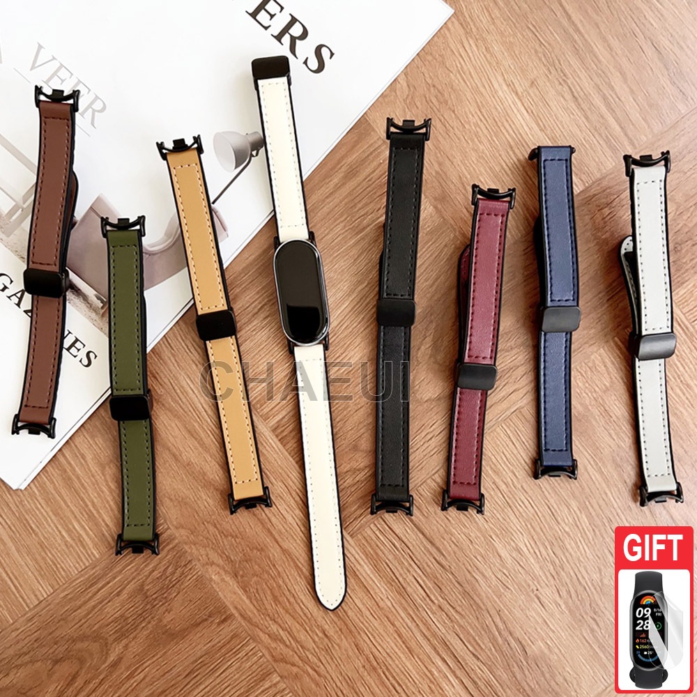 Phụ kiện vòng tay dây da thay thế cho Xiaomi Smart Band 10 9 8 / Band 10 Ceramic Edition